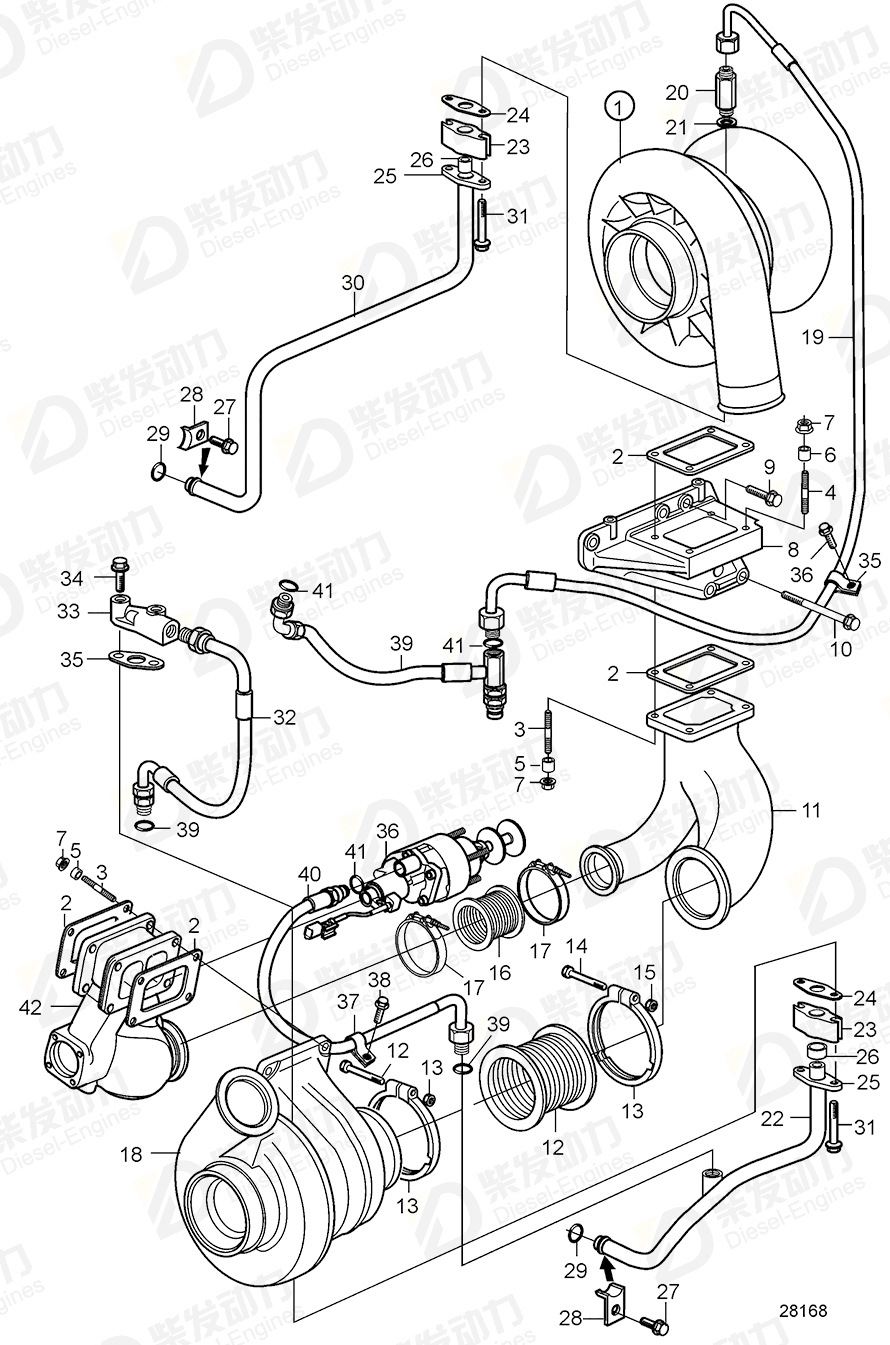 volvo penta Oil return pipe 21722882 Drawing volvo penta Oil return pipe 21722882 Drawing